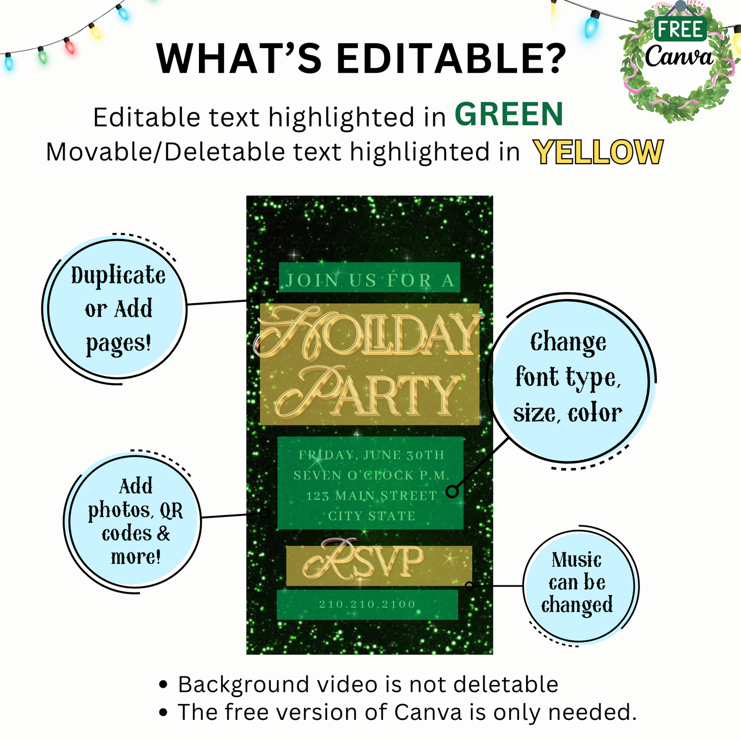 Christmas Tree Party Video Invitation – Animated Glitter Holiday Party Mobile Evite