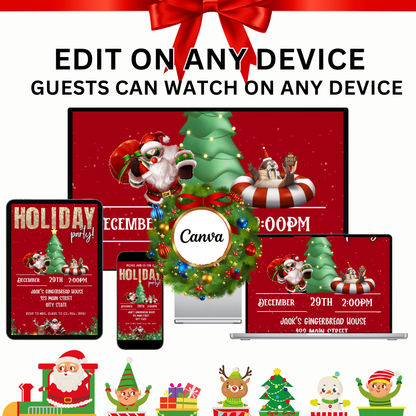 Bad Santa Christmas Party Video Invitation – Editable Bad Santa Evite