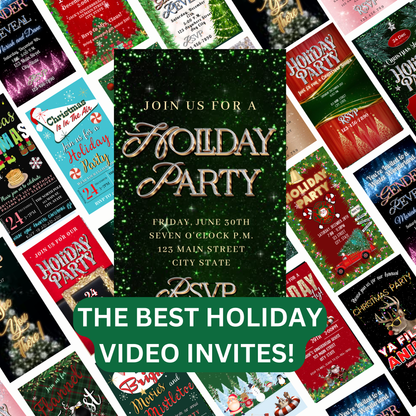 Christmas Tree Party Video Invitation – Animated Glitter Holiday Party Mobile Evite