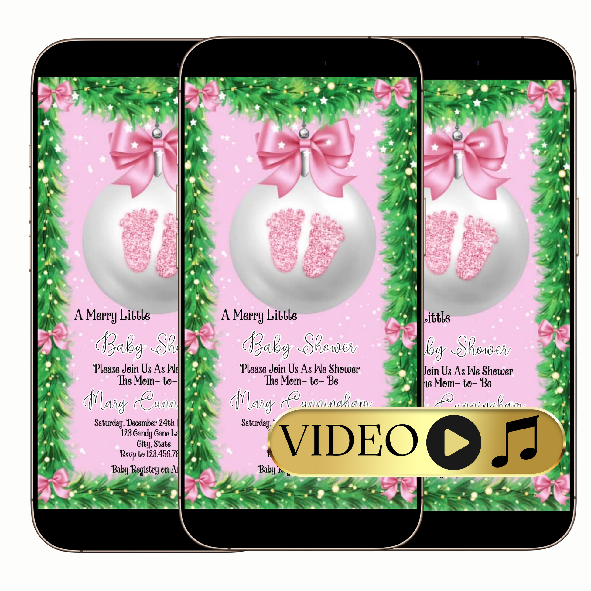 Digital merry little baby shower video invitation template