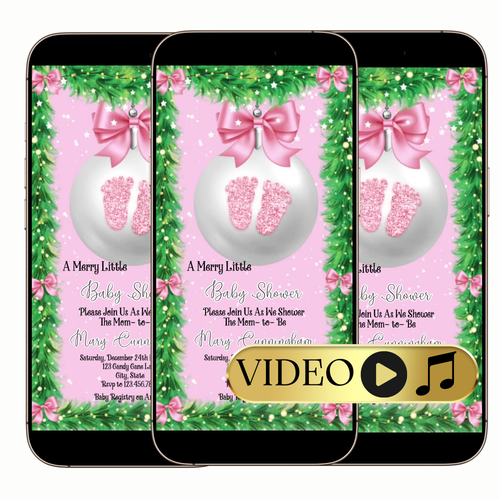 Digital merry little baby shower video invitation template