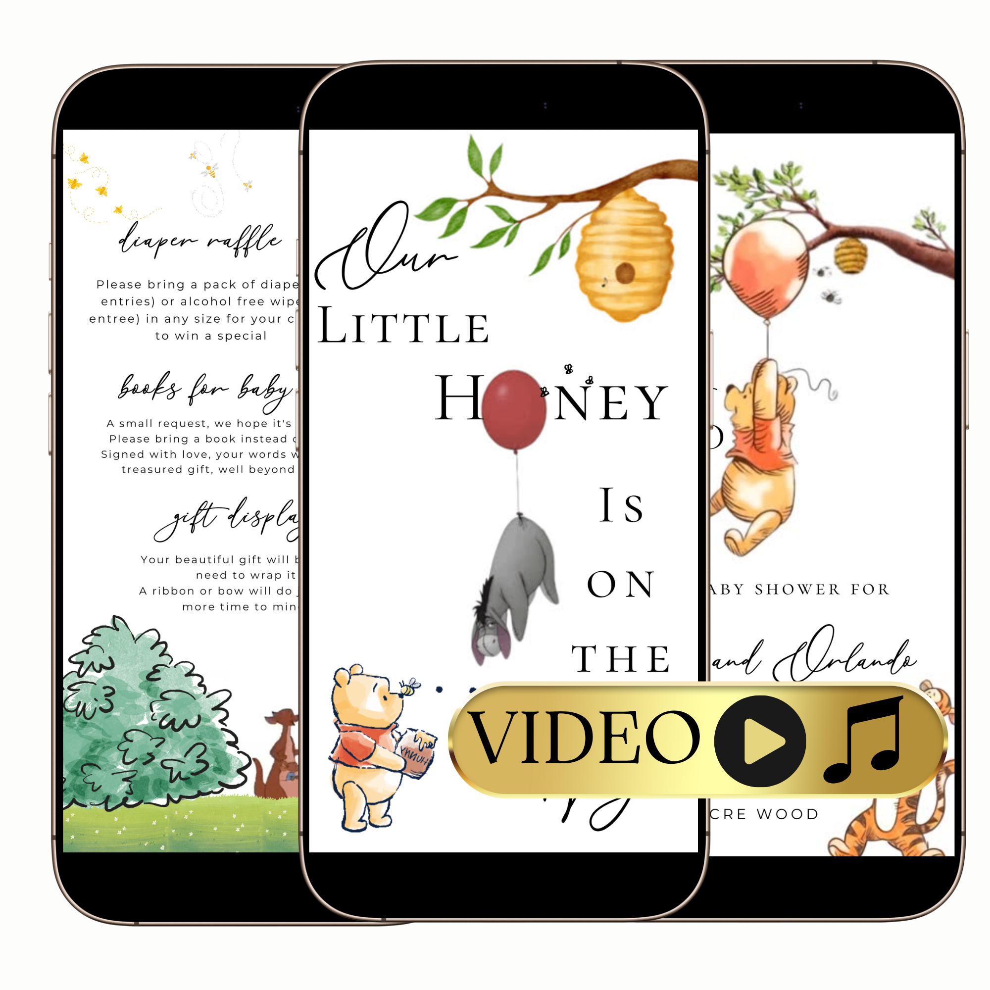 Editable Classic Winnie the Pooh Baby Shower Video Invitation