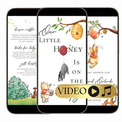 Editable Classic Winnie the Pooh Baby Shower Video Invitation
