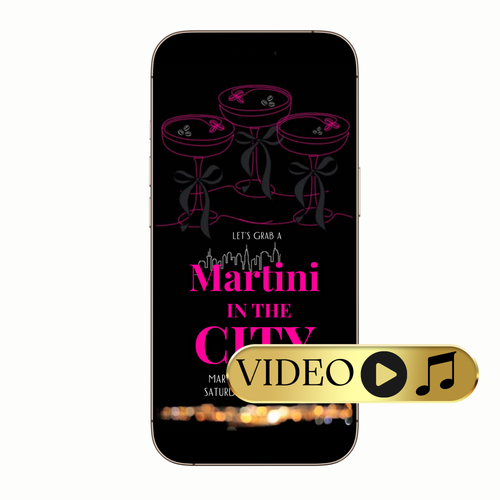 Martini in the City digital video invitation preview shown on laptop screen