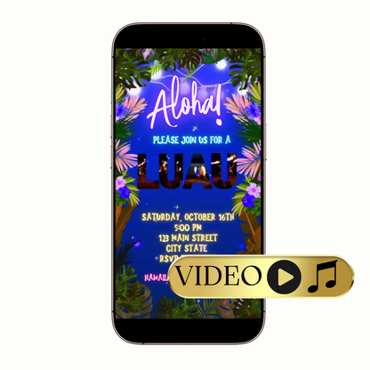 Editable Aloha Hawaiian Luau Video Invitation Template