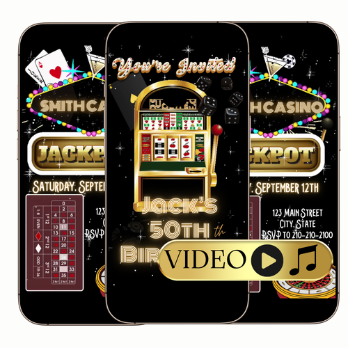 Editable Jackpot Casino Night Video Invite – Poker Party Animated Template Template