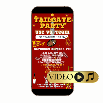 Digital USC Trojans stadium tailgate video invitation