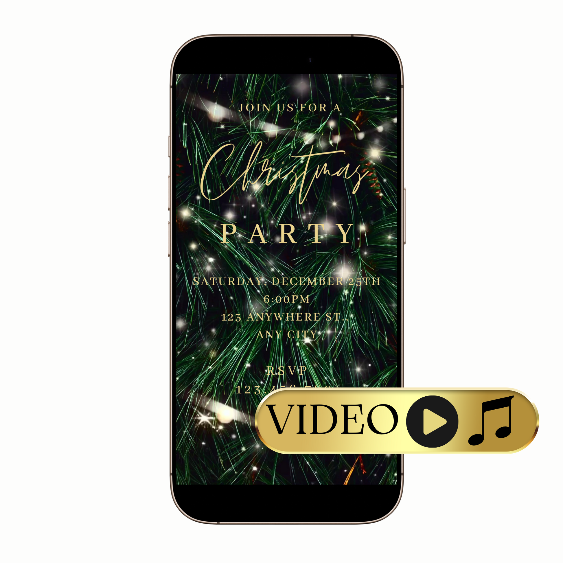 Animated Elegant Tree video invitation with festive sparkle