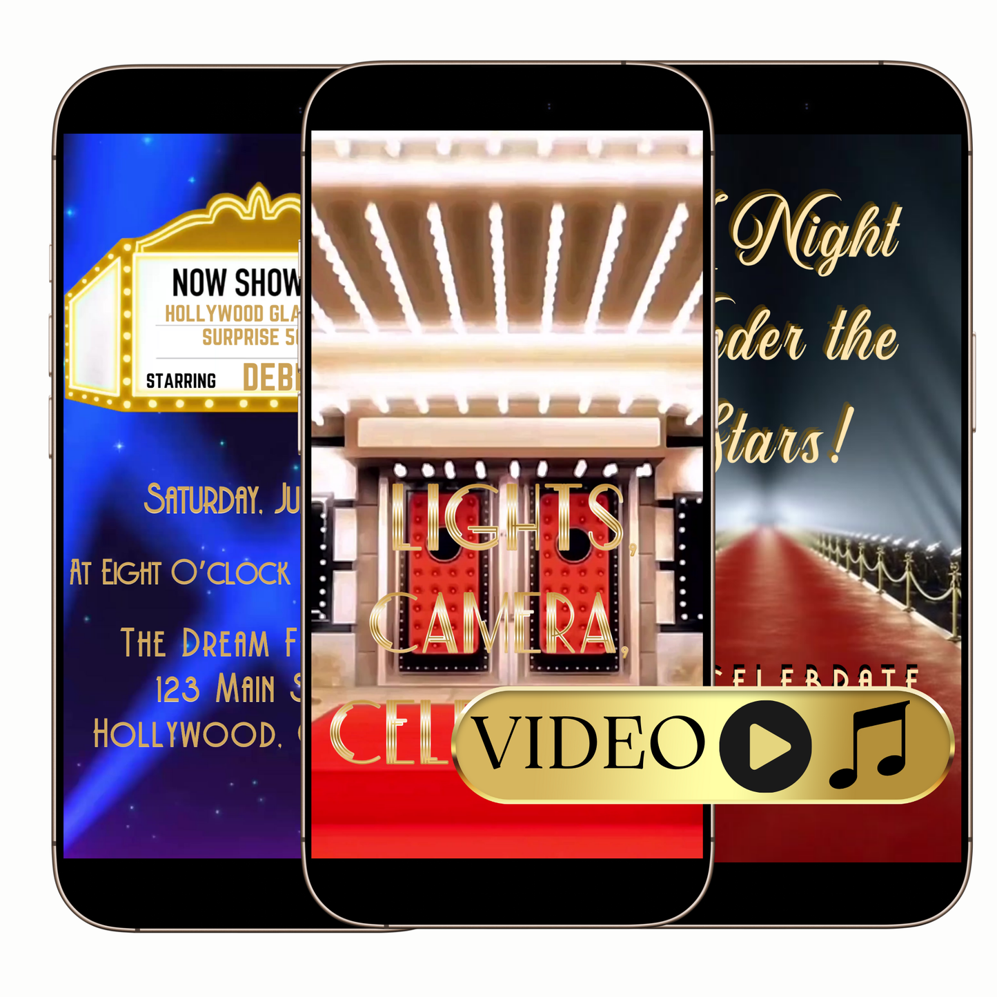 Digital Hollywood red carpet video invitation template