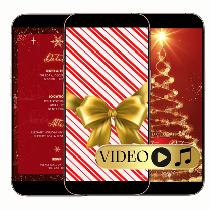 Digital festive light tree video invitation template