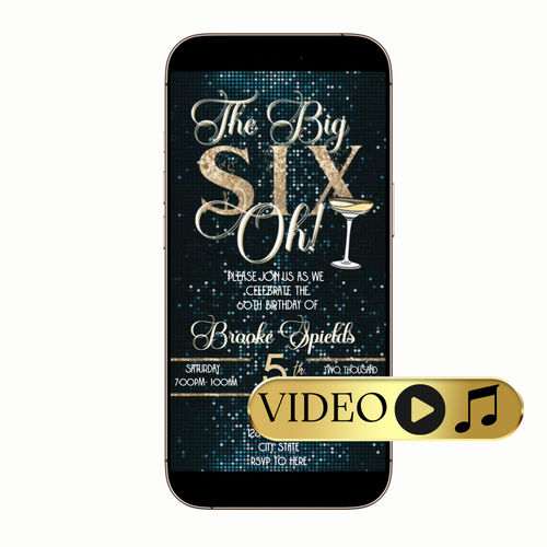 Bold sixty typography with subtle confetti animation on dark backdrop