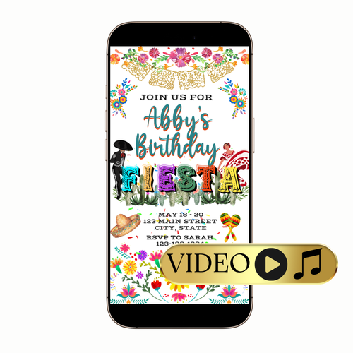 Mexican fiesta party video invitation digital colorful