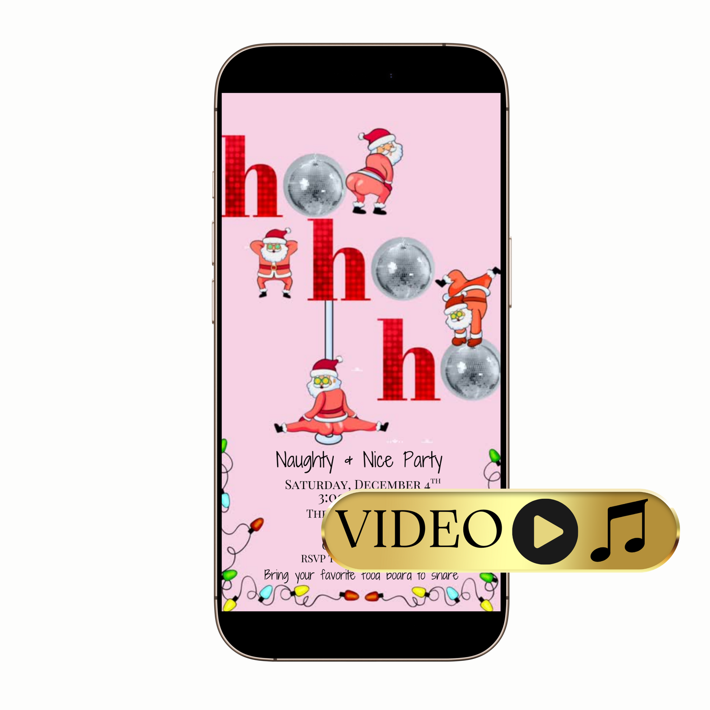 Humorous Ho Ho Ho digital invitation design with bold fonts