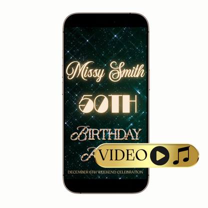 Birthday Dinner Celebration Video Invitation | Digital Luxe Party Invite | Editable Online Template