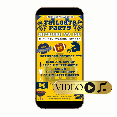 Michigan Wolverines tailgate video invitation digital