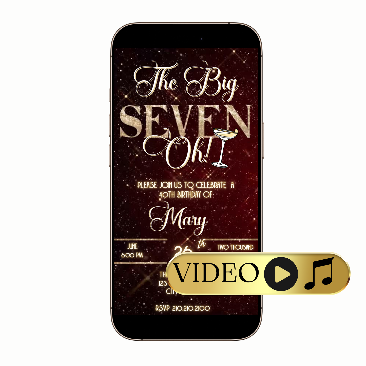 Editable Golden Age Celebration Video Invitation Template