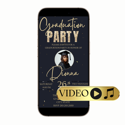 Graduation announcement MP4 video invitation with modern fonts
