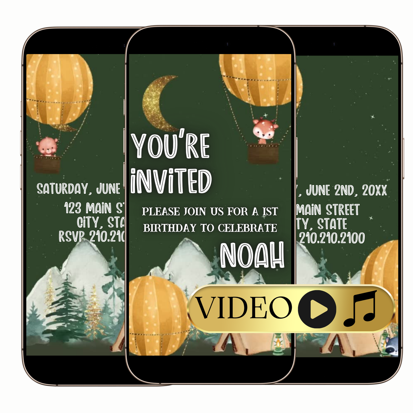 Hot air balloon party video invitation digital adventure