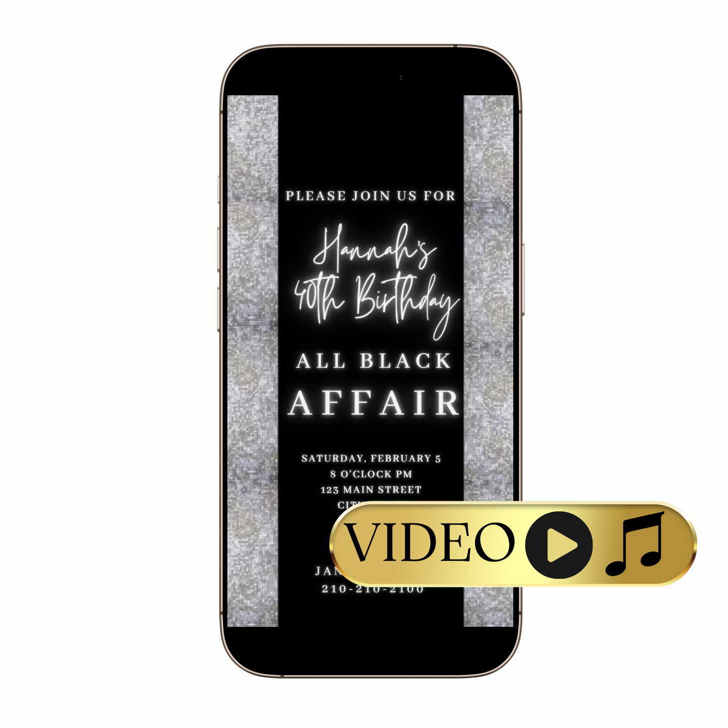 Digital Black and Gold Party Video Invitation