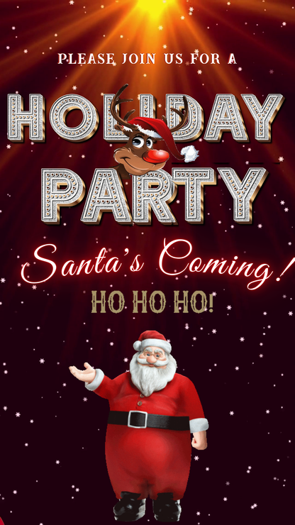 Editable Santa digital invite displayed on smartphone