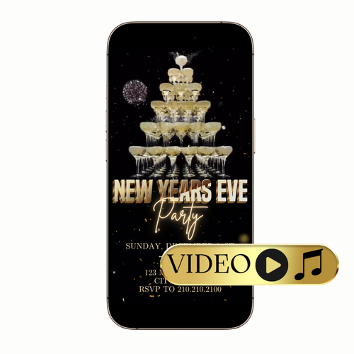 Digital elegant champagne tower pyramid video invitation