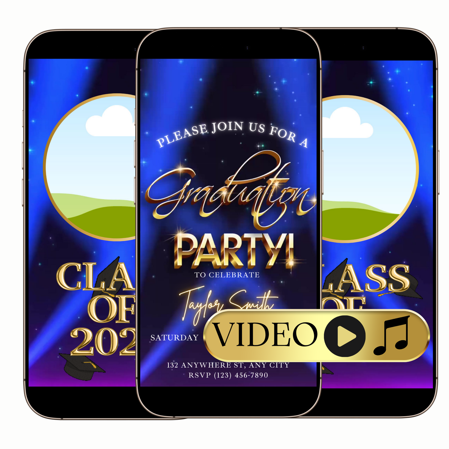 Starlit graduation video invitation digital template