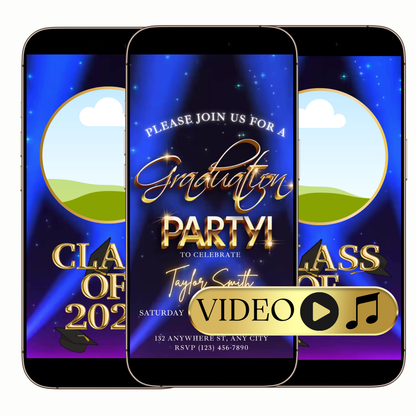 Starlit graduation video invitation digital template