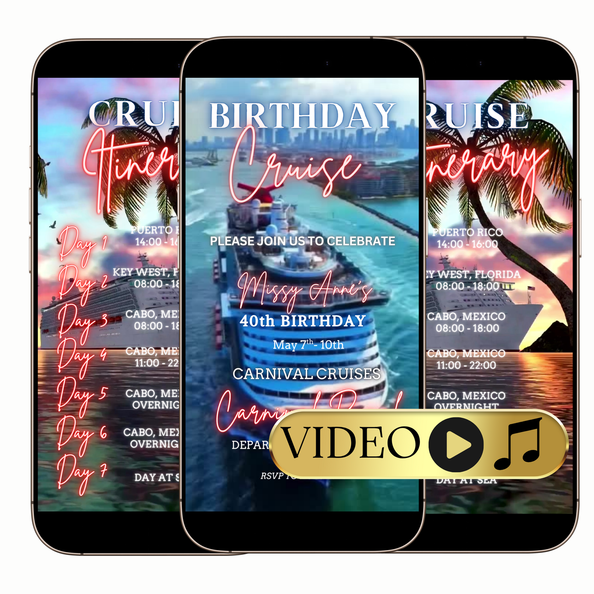 Cruise ship party video invitation digital ocean theme