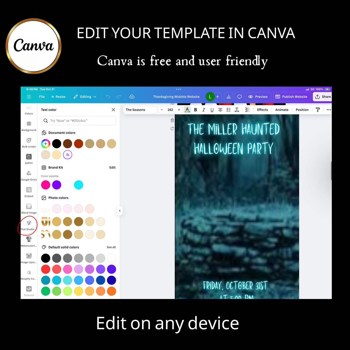 Halloween Video Invitation | Animated Halloween Digital Evite | Editable Canva Invite Template