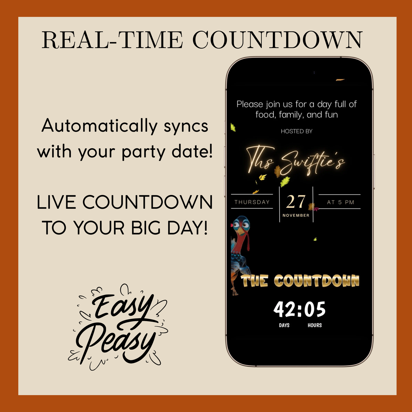 Funny Thanksgiving Invite Website with RSVP tracking, Animated Friendsgiving Dinner Invite Website Template