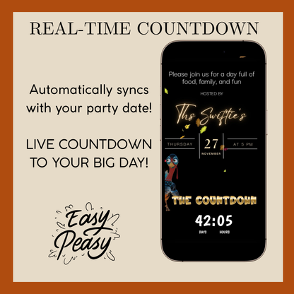 Funny Thanksgiving Invite Website with RSVP tracking, Animated Friendsgiving Dinner Invite Website Template