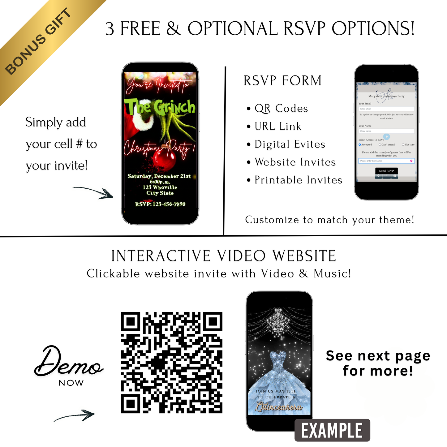 The Grinch Video Invitation | Digital Christmas Invite | Editable Canva Template