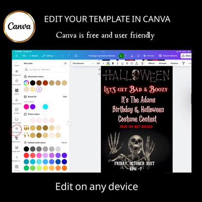 Halloween Video Invitation | Animated Halloween Digital Evite | Editable Canva Invite Template