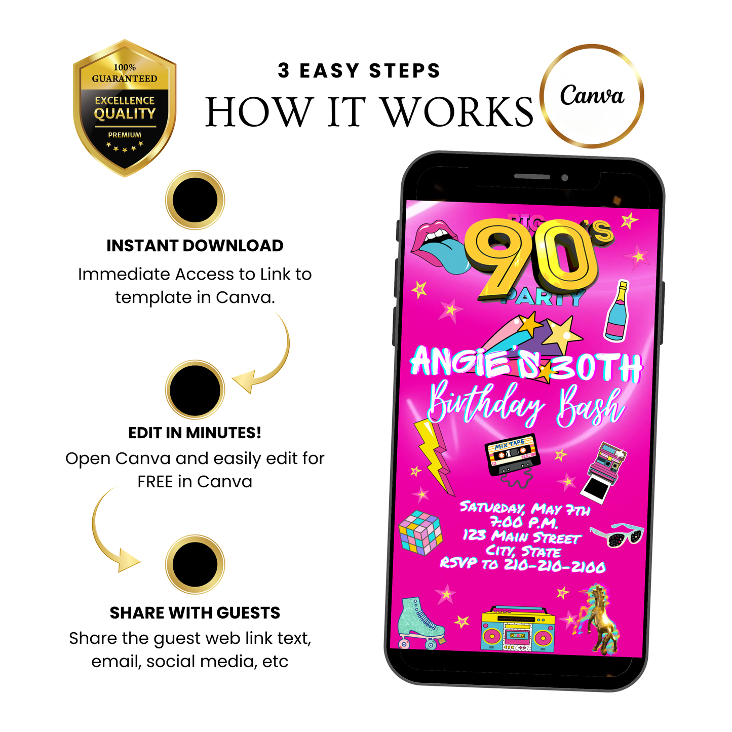 Editable 90s Video invitation | Animated Throwback 80s, 90s, 2000s