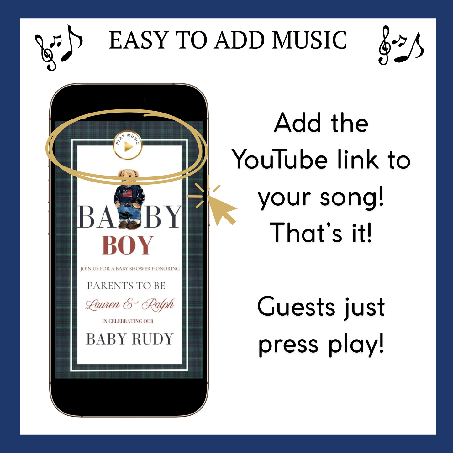 Polo Bear Baby Shower Invitation Website | Animated Baby Shower Invite with Rsvp tracking