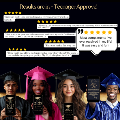 Gold Graduation Party Video Invitation | Digital Graduation Announcement Invite | Editable Canva Evite Template