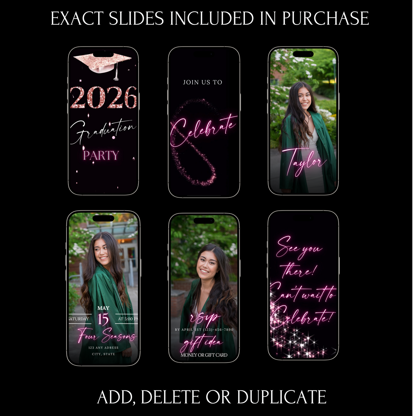 2026 Graduation Video Invitation | Pink Animated Graduation Invite | Editable Canva Template