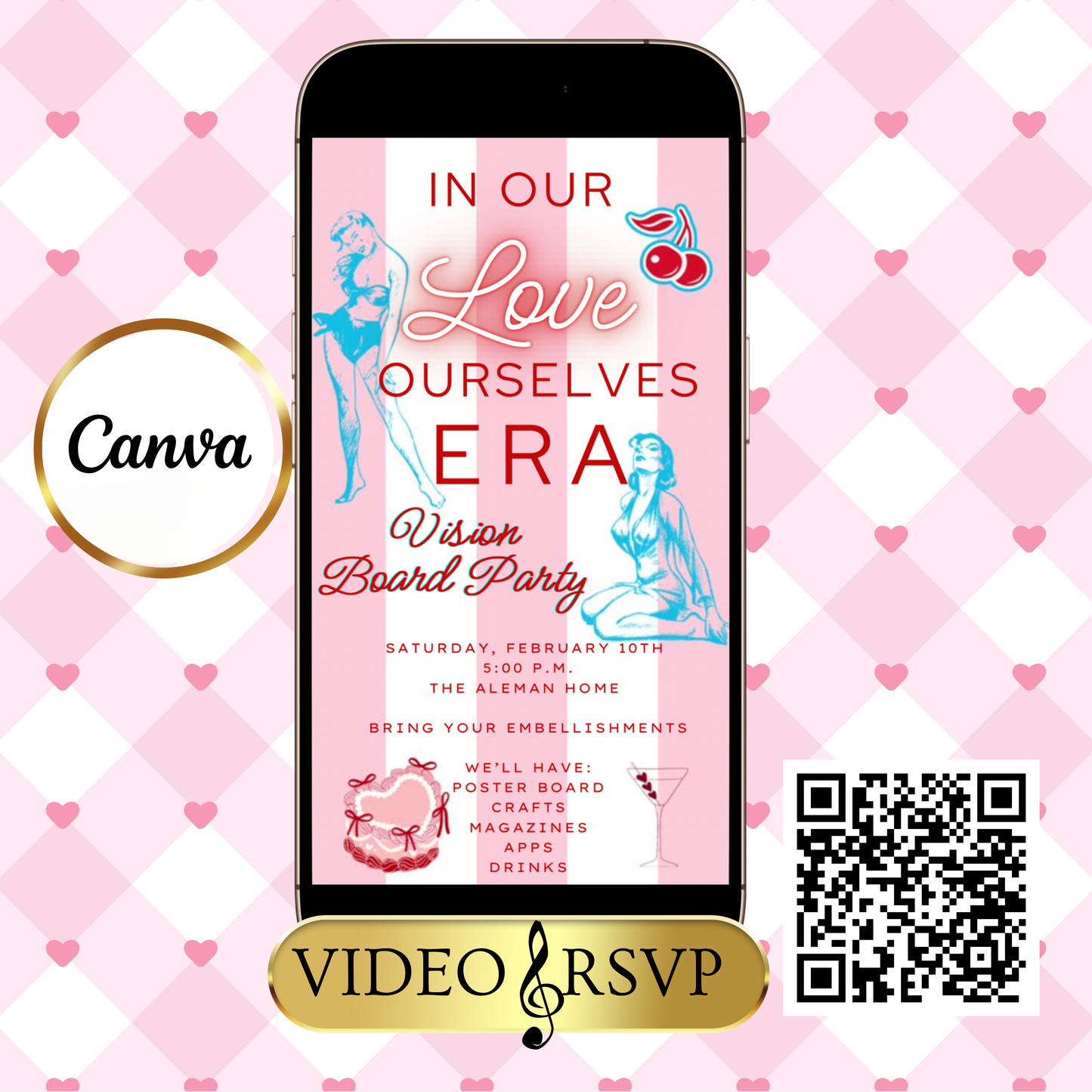 In my Love Era Valentines Party Video Invitation | Editable Canva Evite Template