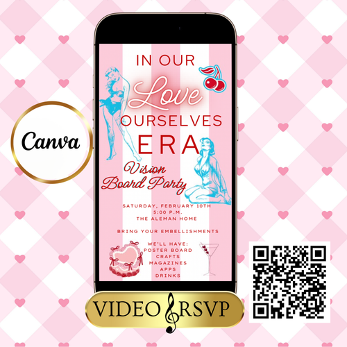 In my Love Era Valentines Party Video Invitation | Editable Canva Evite Template