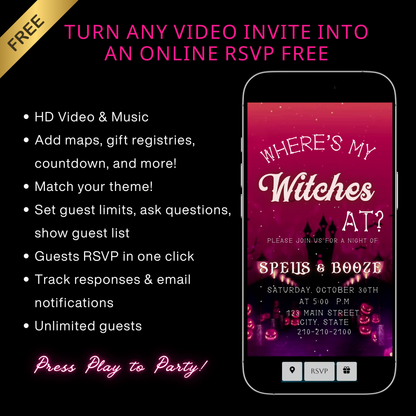 Halloween-Videoeinladung | Animierte digitale Halloween-Einladung | Bearbeitbare Canva-Einladungsvorlage