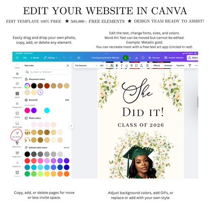 Graduation Party Video Invitation | Spring Floral Graduation Invite for Her | Editable Online RSVP Evite Canva Template