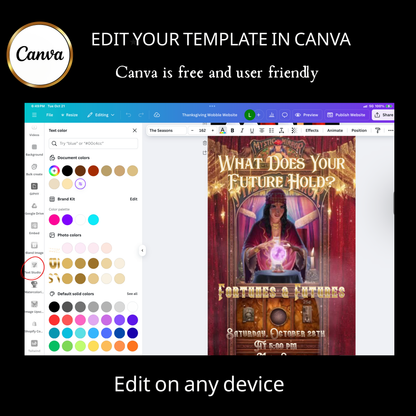 Halloween Video Invitation, Tarot Fortune Teller Animated Invite, Editable Halloween Party Mobile Evite
