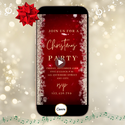 Editable Snowflake Video Invitation Template | Mobile Animated Christmas Invite | Canva Evite Download – Hostessy