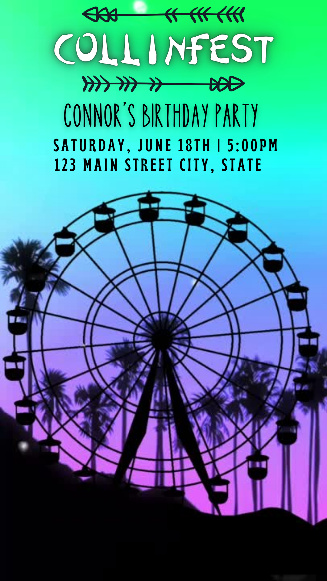 Online editable ferris wheel festival video party invite