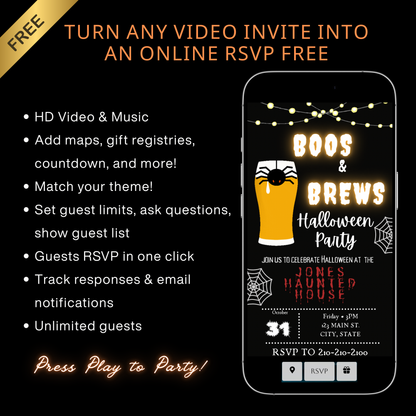 Halloween Video Invitation | Animated Halloween Digital Evite | Editable Canva Invite Template