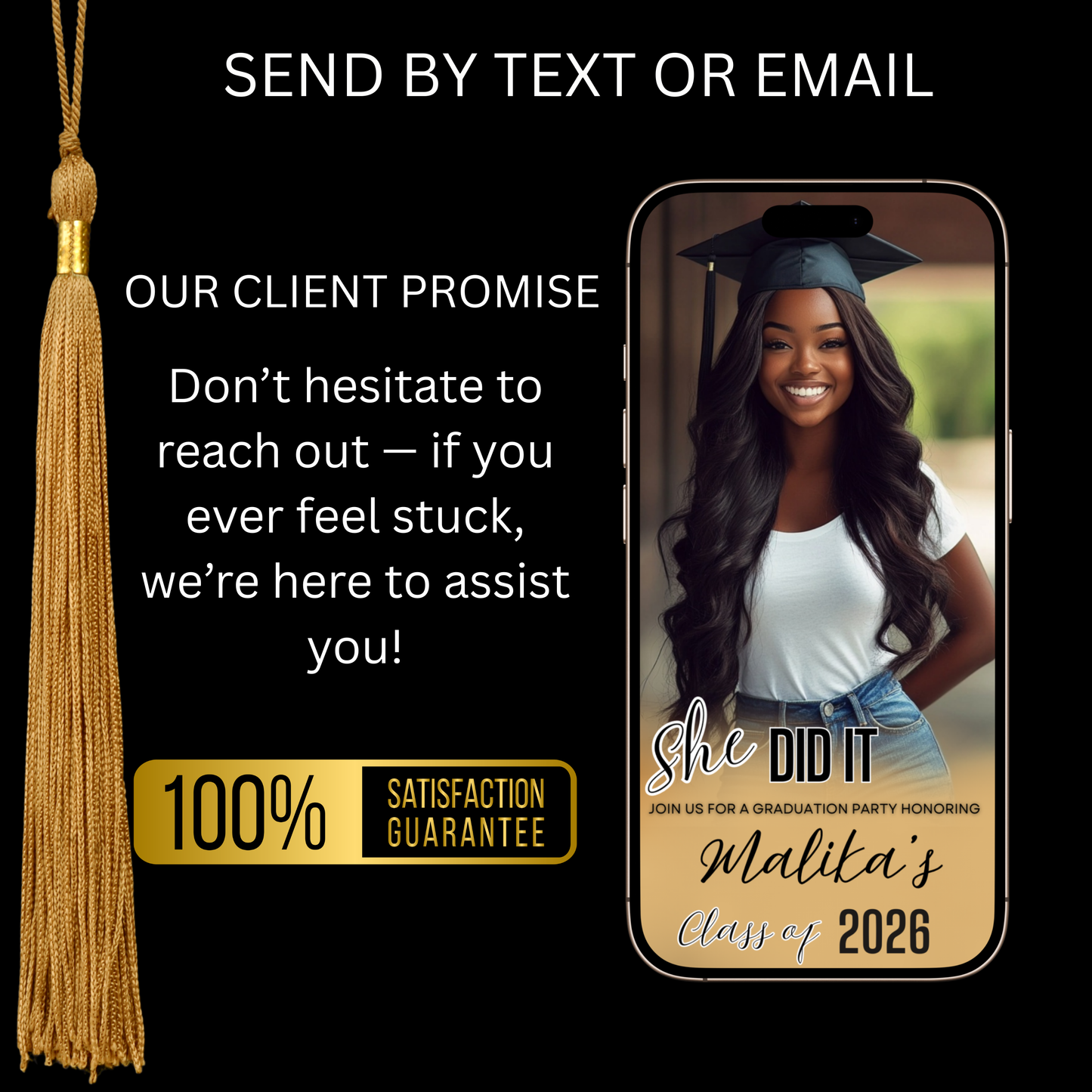 Gold Graduation Party Video Invitation | Digital Graduation Announcement Invite | Editable Canva Evite Template