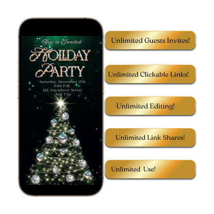 Holiday Party Video Invitation | Editable Canva Christmas Evite with Music