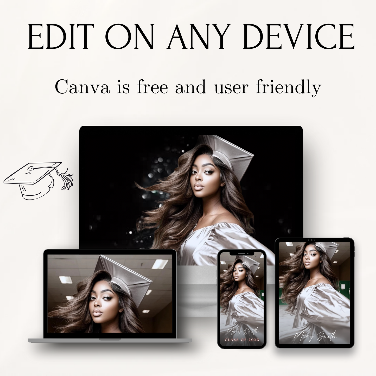 Graduation Party Video Invitation | Digital Graduation Invite for Her | Editable Online RSVP Evite Canva Template