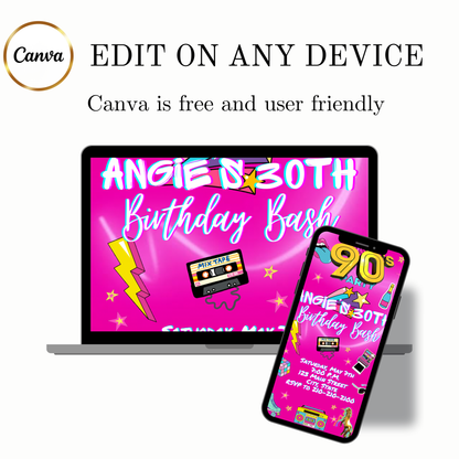 Editable 90s Video invitation | Animated Throwback 80s, 90s, 2000s