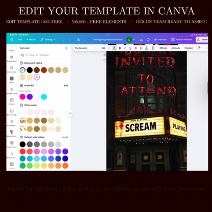 Horror Movie Theater Halloween Costume Party Video Invitation – Editable Canva Animated Invite
